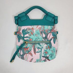 Foley + Corrina Green Leather Floral Handbag
